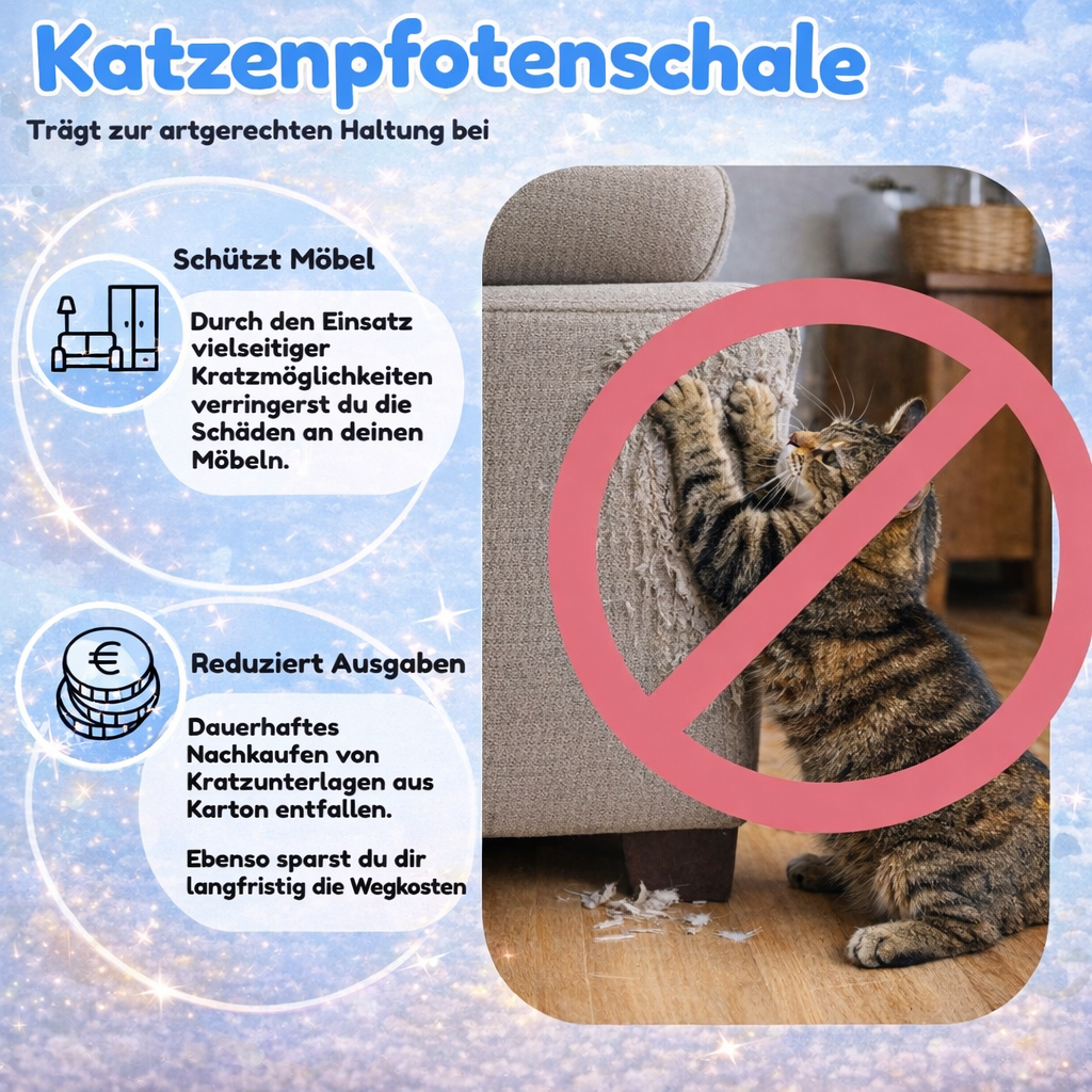 Katzenpfotenschale 3 in 1, langfristig, bequem, aktiv, gesund, & schont deinen Geldbeutel