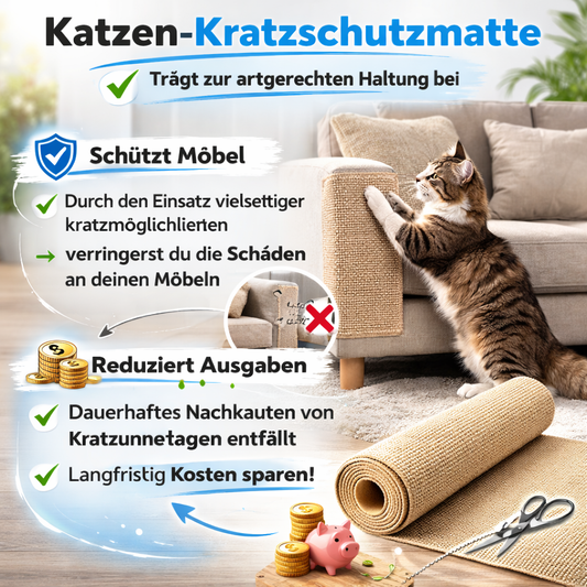 Katzen-Kratzschutz Matte – selbstklebend, zuschneidbar, für Möbel & Kratzbäume